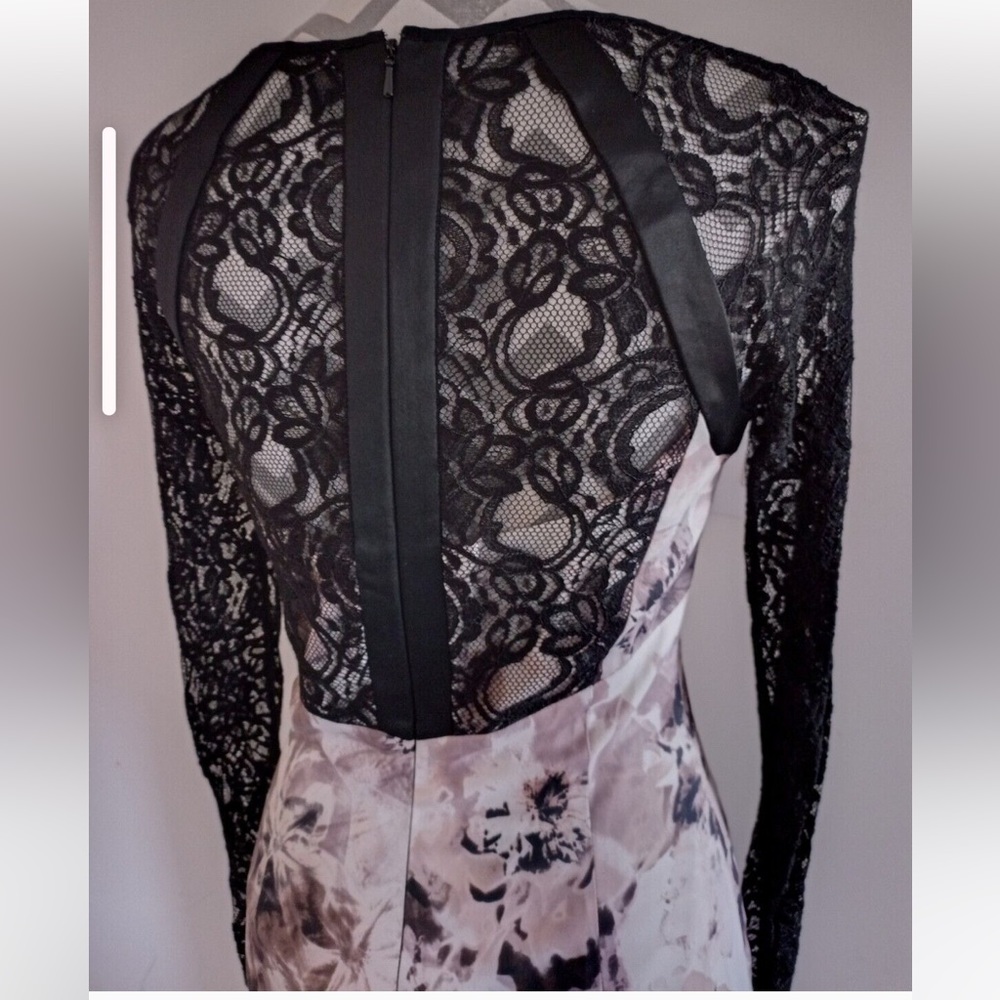 Karen Millen Black Lace long sleeve floral pencil midi dress - Picture 10 of 14